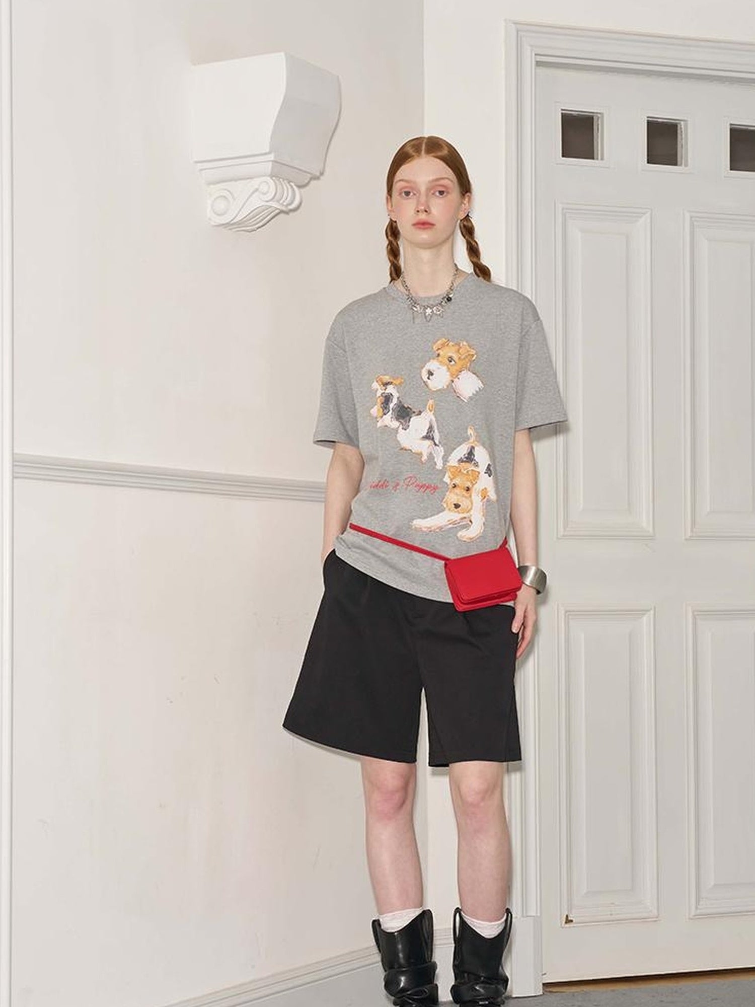 DIDDI MODA Playful Puppies Print Cotton Tee