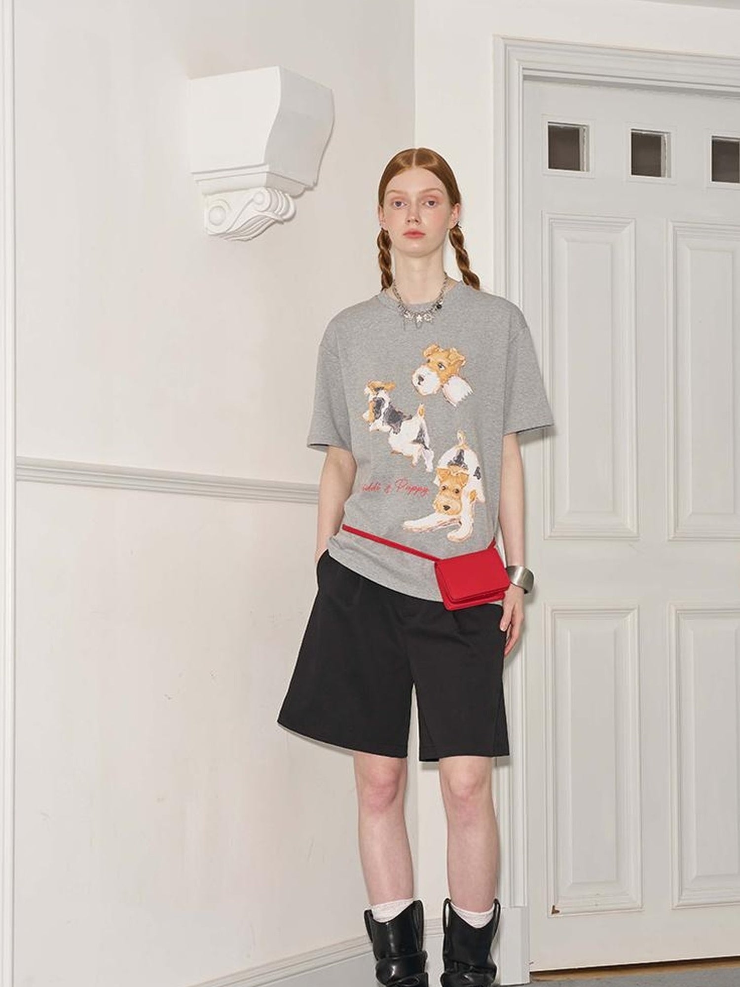 DIDDI MODA Playful Puppies Print Cotton Tee
