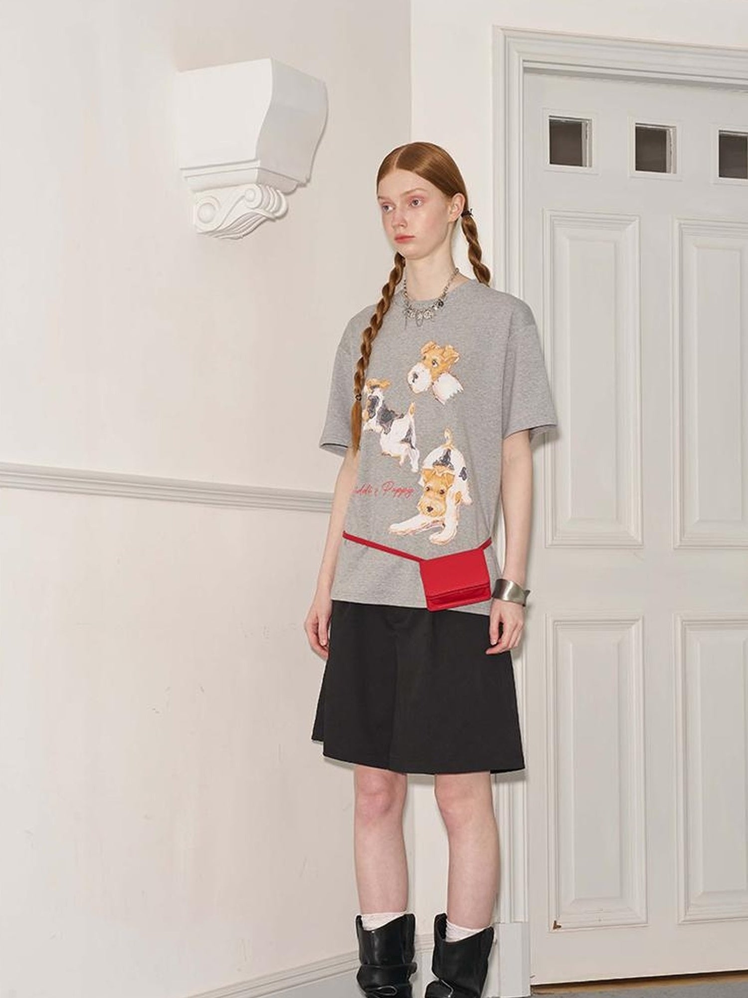 DIDDI MODA Playful Puppies Print Cotton Tee