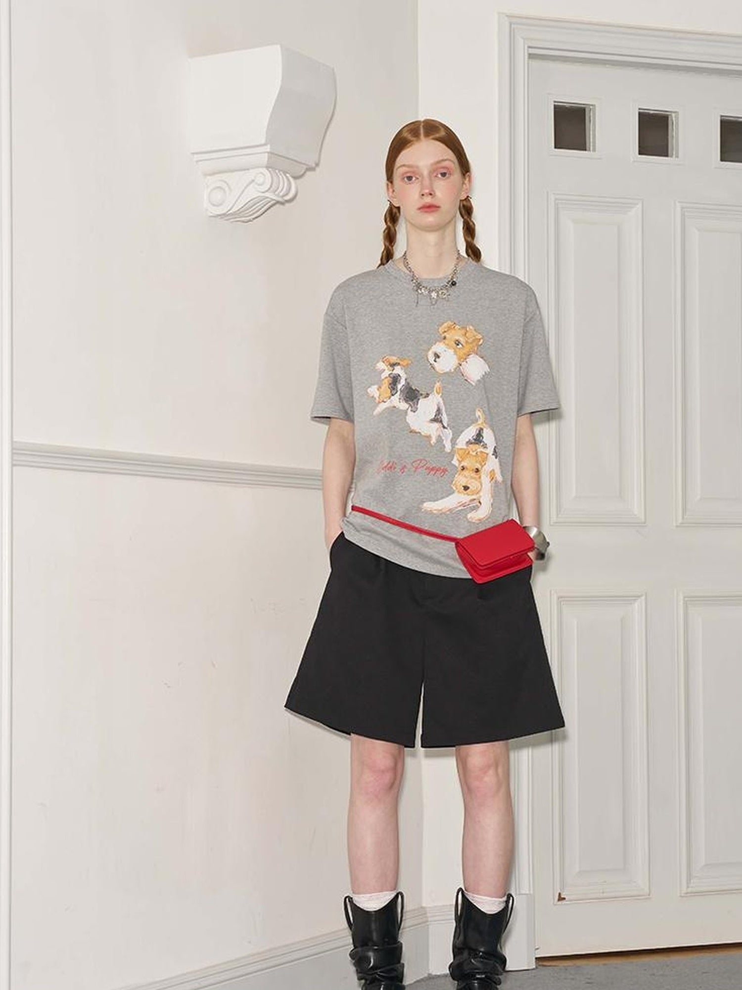DIDDI MODA Playful Puppies Print Cotton Tee