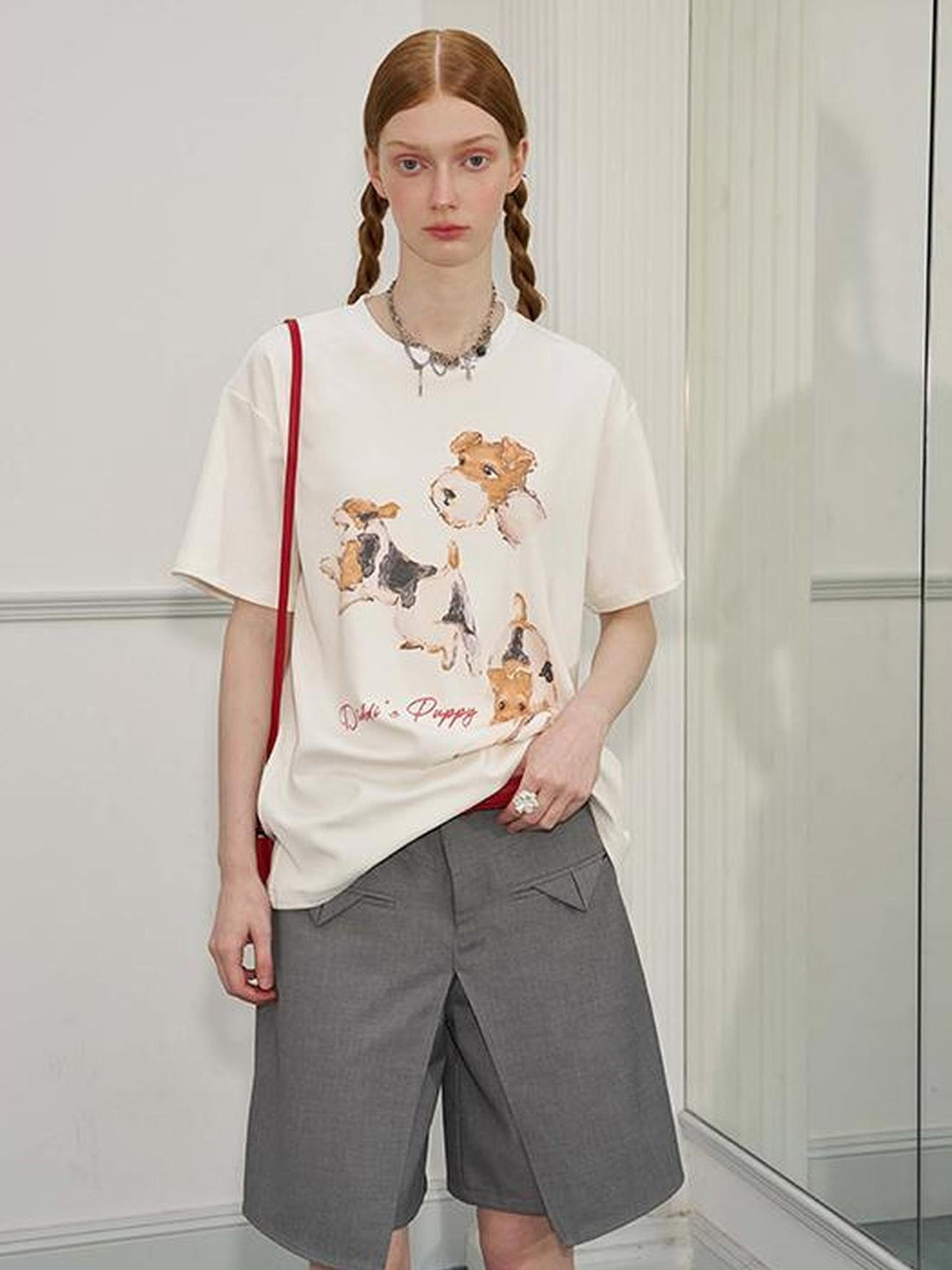 DIDDI MODA Playful Puppies Print Cotton Tee