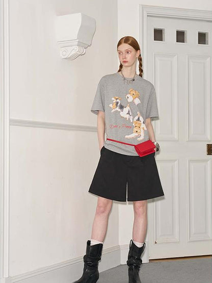 DIDDI MODA Playful Puppies Print Cotton Tee