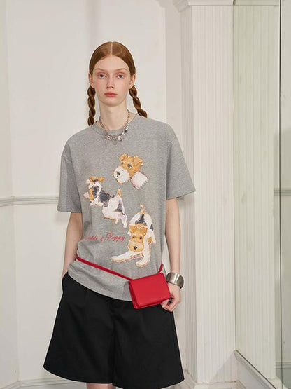 DIDDI MODA Playful Puppies Print Cotton Tee
