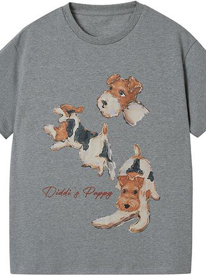 DIDDI MODA Playful Puppies Print Cotton Tee