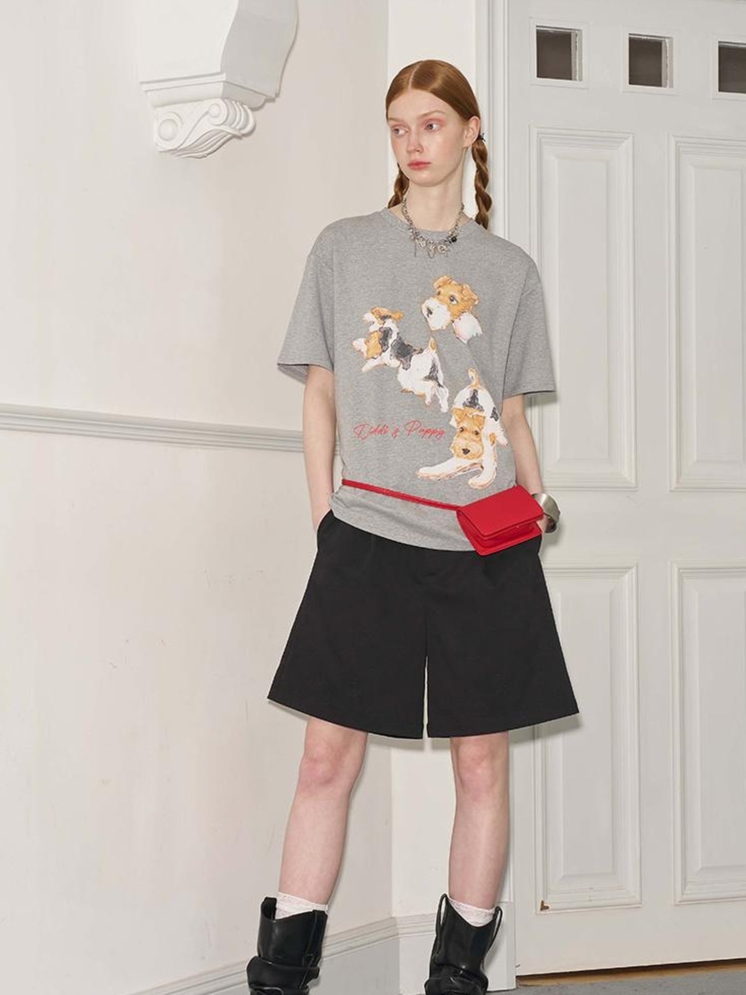 DIDDI MODA Playful Puppies Print Cotton Tee