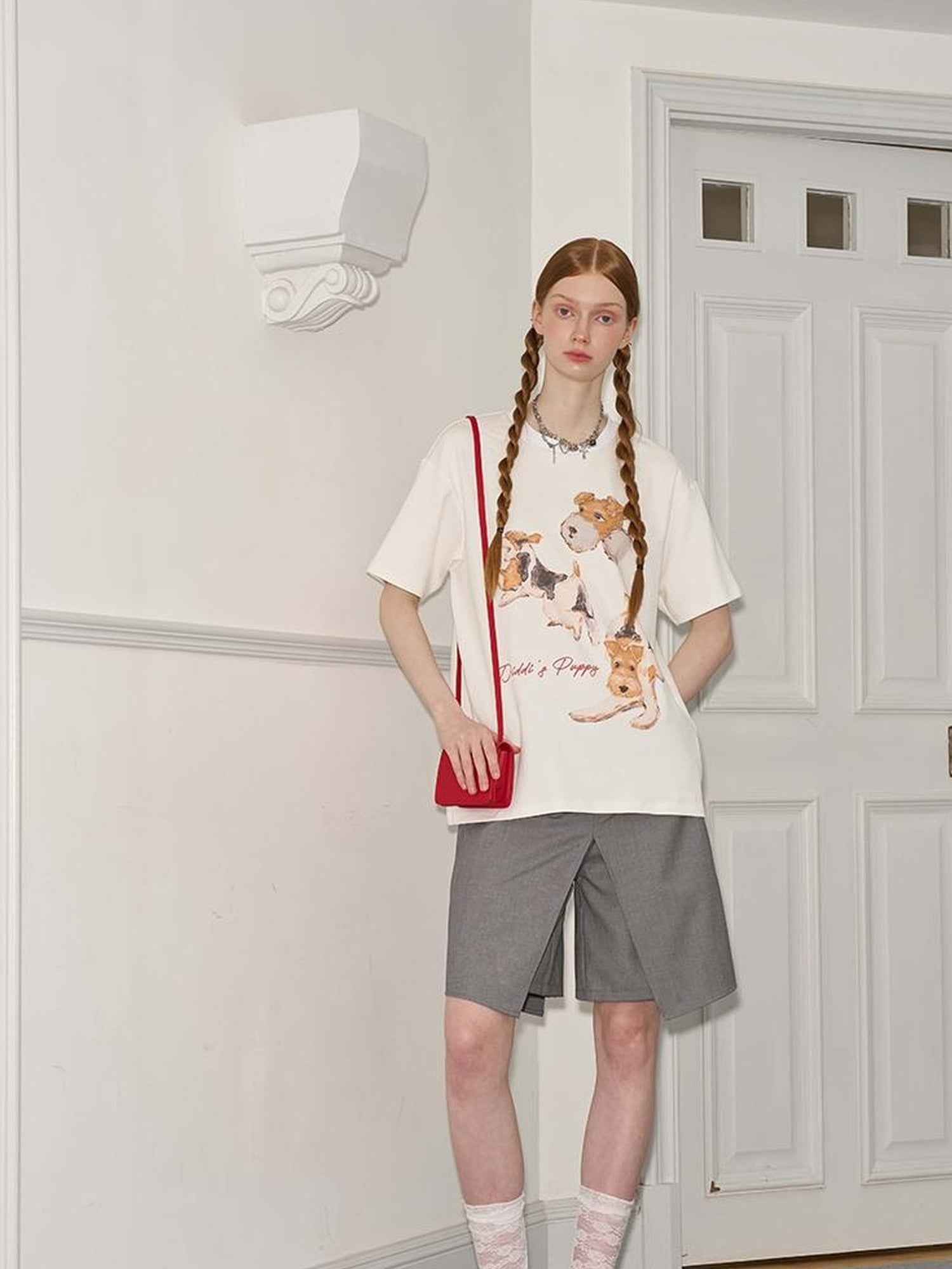 DIDDI MODA Playful Puppies Print Cotton Tee