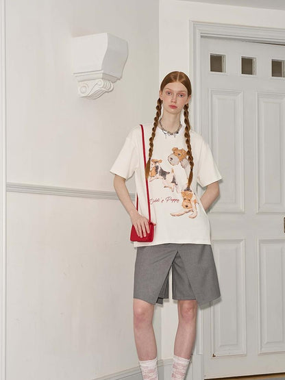 DIDDI MODA Playful Puppies Print Cotton Tee