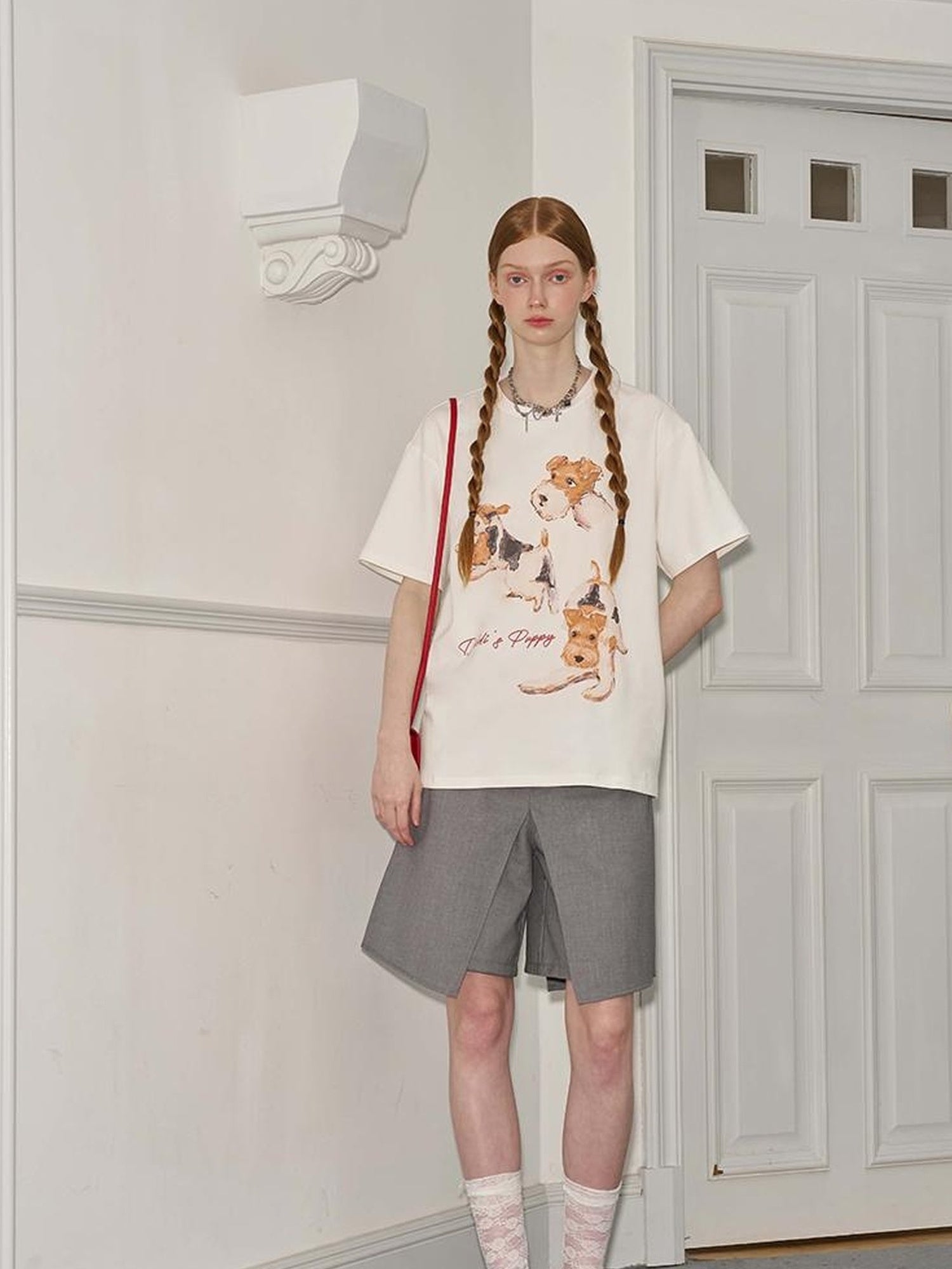 DIDDI MODA Playful Puppies Print Cotton Tee