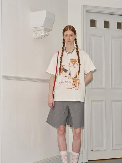 DIDDI MODA Playful Puppies Print Cotton Tee