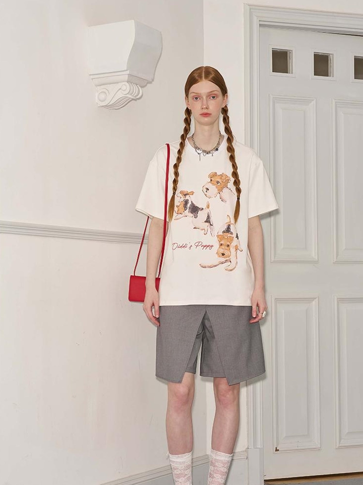 DIDDI MODA Playful Puppies Print Cotton Tee