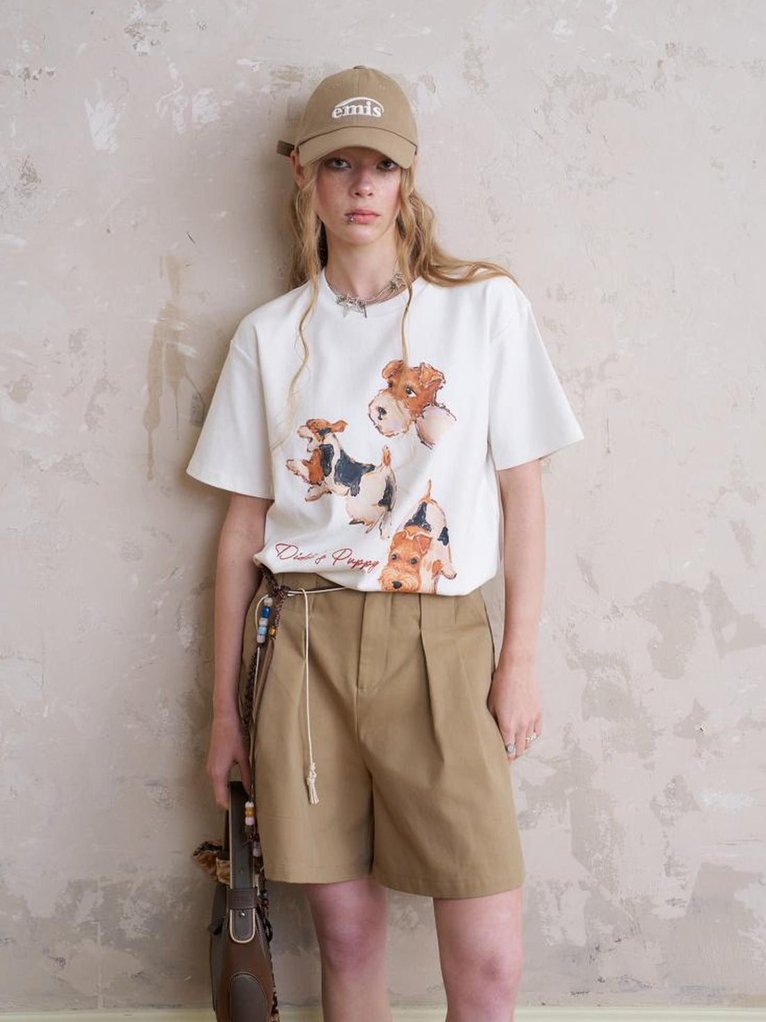 DIDDI MODA Playful Puppies Print Relaxed Cotton Tee