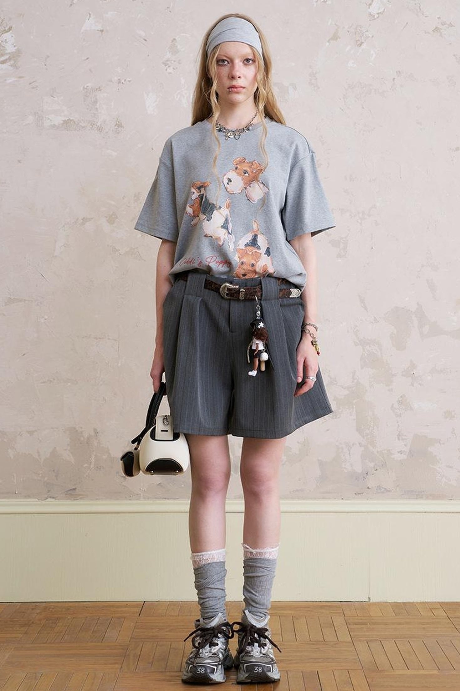 DIDDI MODA Playful Puppy Print Tee Layered Set With Pants