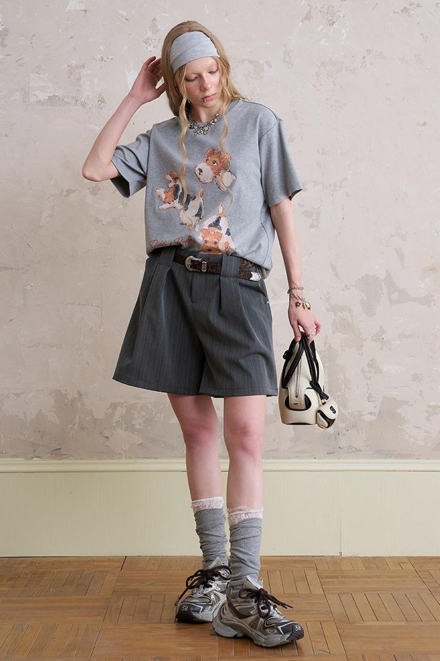 DIDDI MODA Playful Puppy Print Tee Layered Set With Pants
