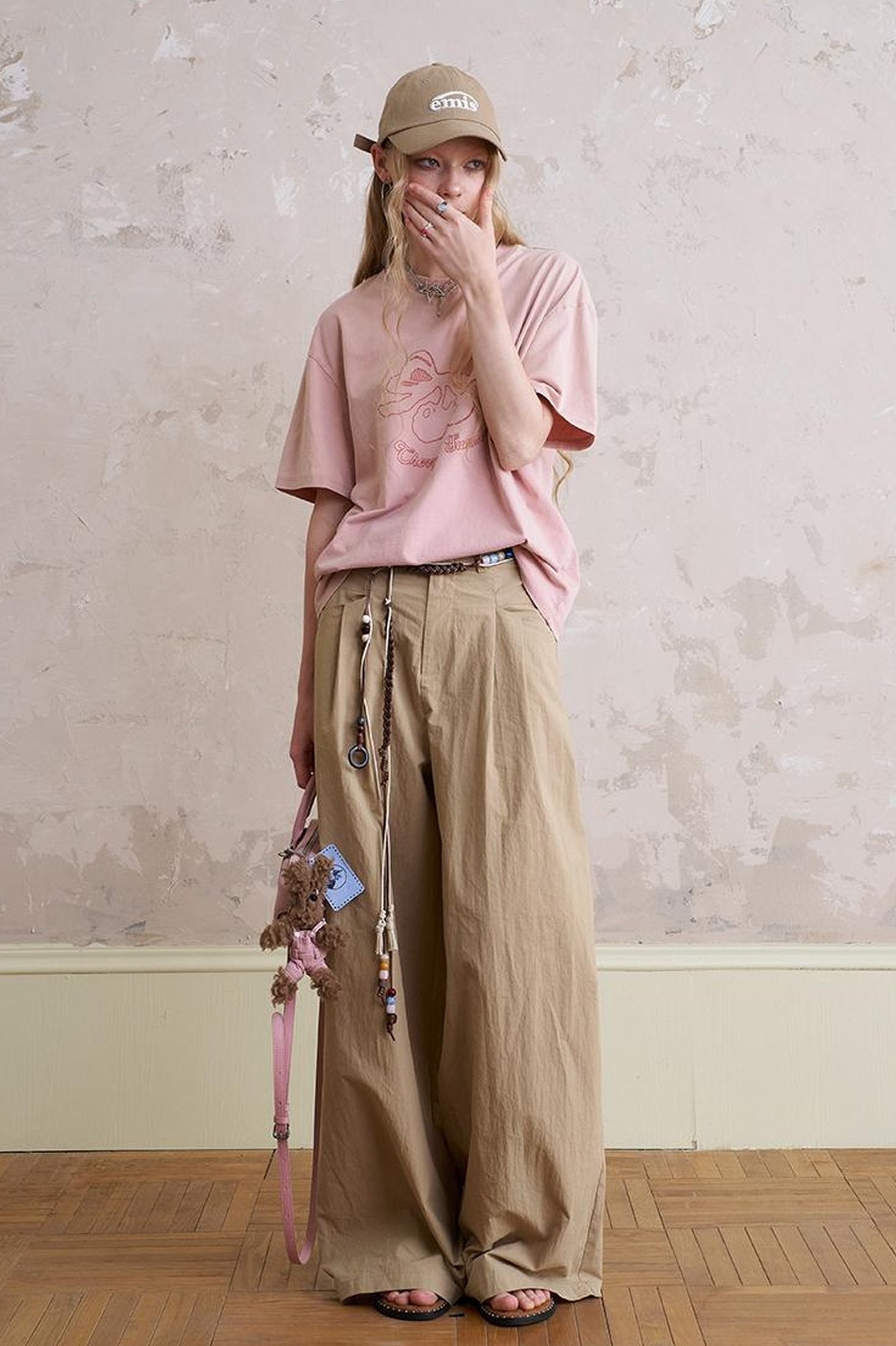 DIDDI MODA Playful Puppy Print Tee Layered Set With Pants