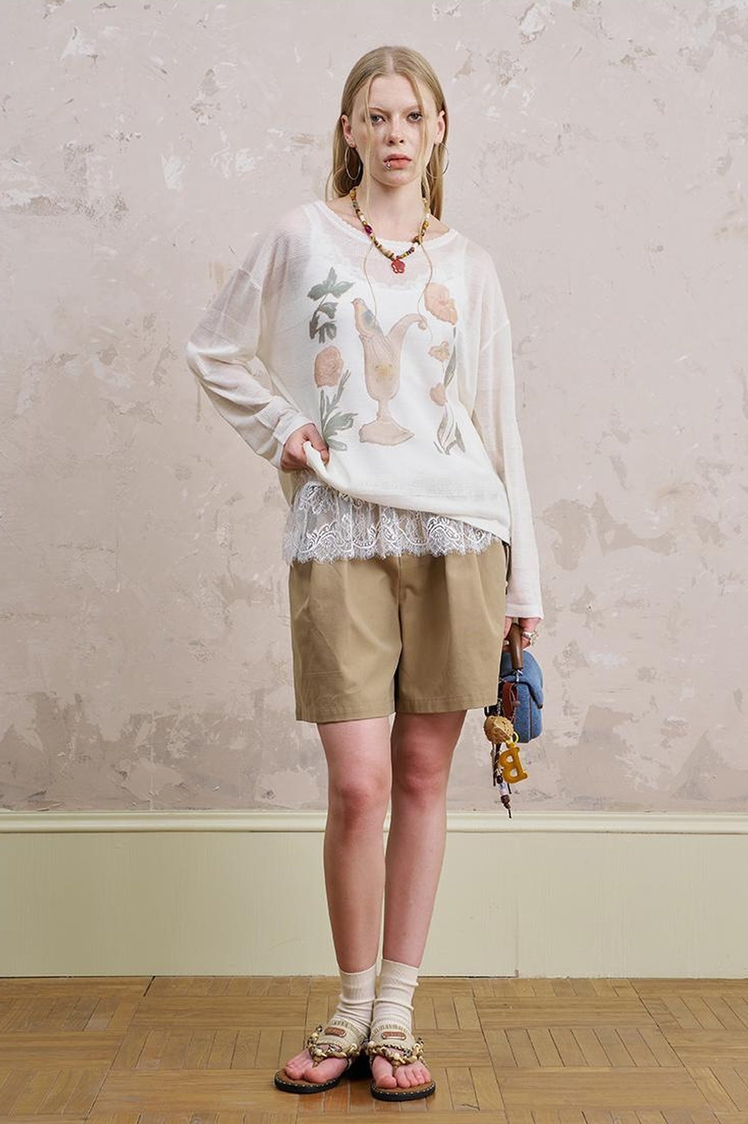 DIDDI MODA Playful Puppy Print Tee Layered Set With Pants