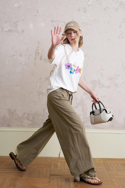 DIDDI MODA Playful Puppy Print Tee Layered Set With Pants