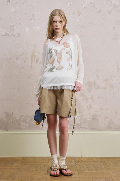 DIDDI MODA Playful Puppy Print Tee Layered Set With Pants