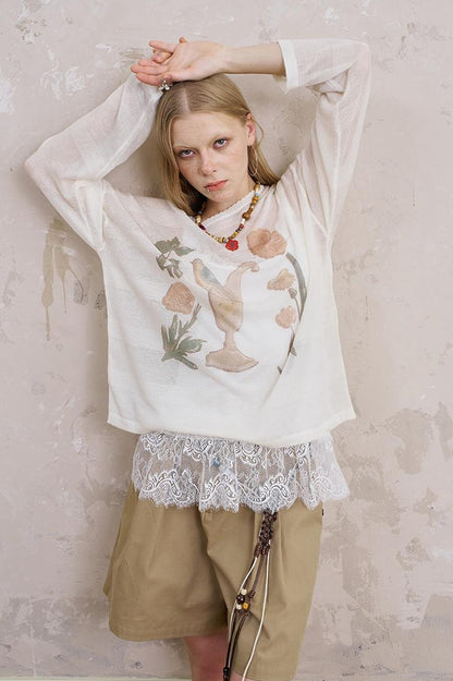 DIDDI MODA Playful Puppy Print Tee Layered Set With Pants