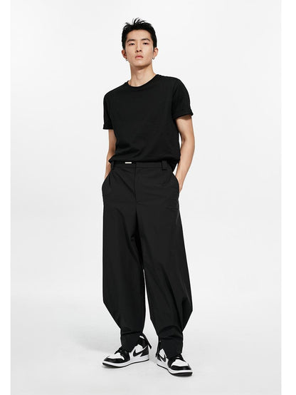 Pleated Cuffed Zip-Slit Casual Pants