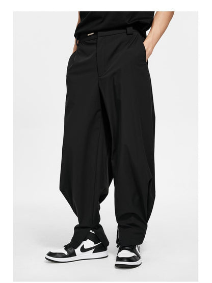 Pleated Cuffed Zip-Slit Casual Pants