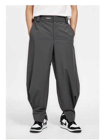 Pleated Cuffed Zip-Slit Casual Pants