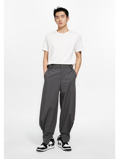 Pleated Cuffed Zip-Slit Casual Pants