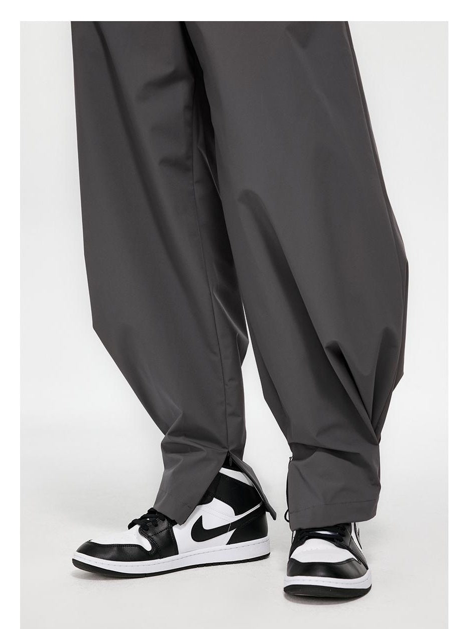 Pleated Cuffed Zip-Slit Casual Pants