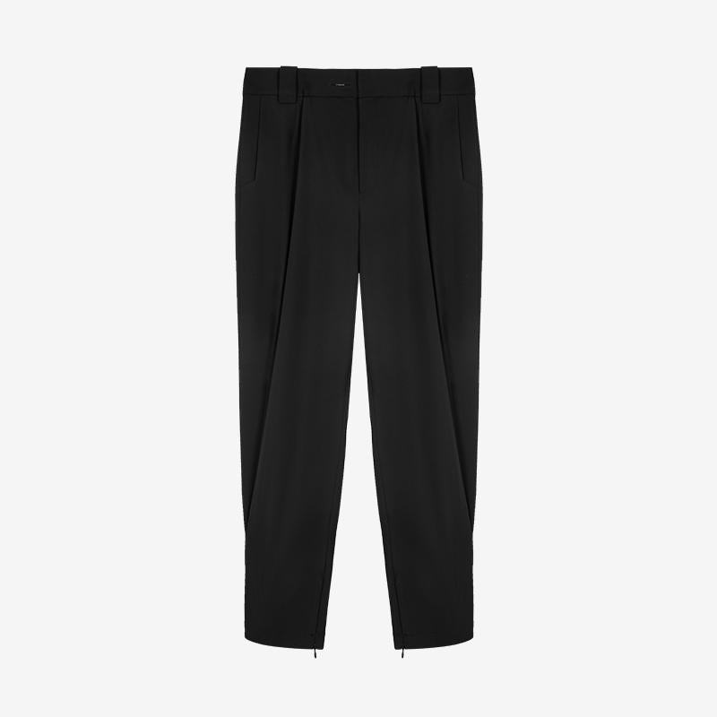 Pleated Cuffed Zip-Slit Casual Pants