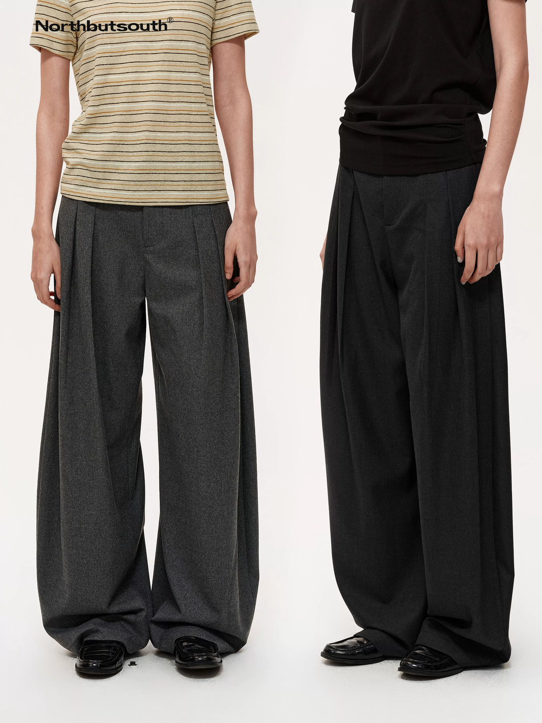 Pleated Flowy Wide Leg Trousers