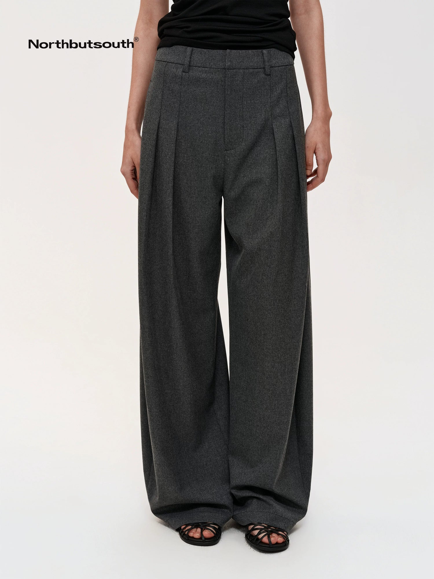 Pleated Flowy Wide Leg Trousers