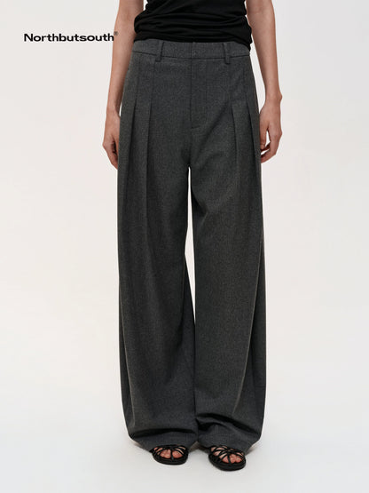 Pleated Flowy Wide Leg Trousers