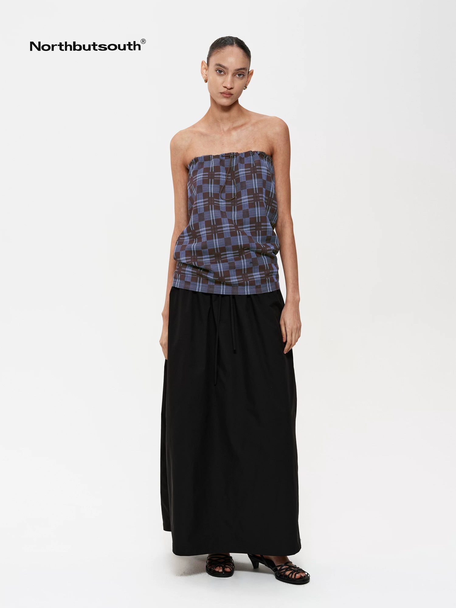 Pleated Midi Skirt With Adjustable Drawstring Waist