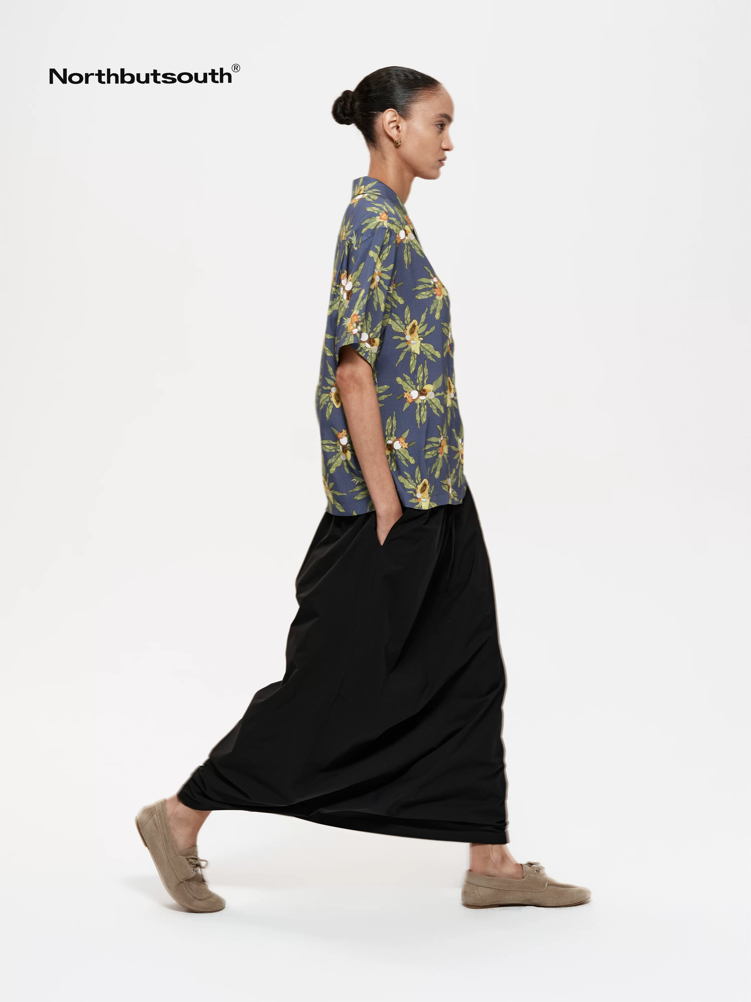 Pleated Midi Skirt With Adjustable Drawstring Waist