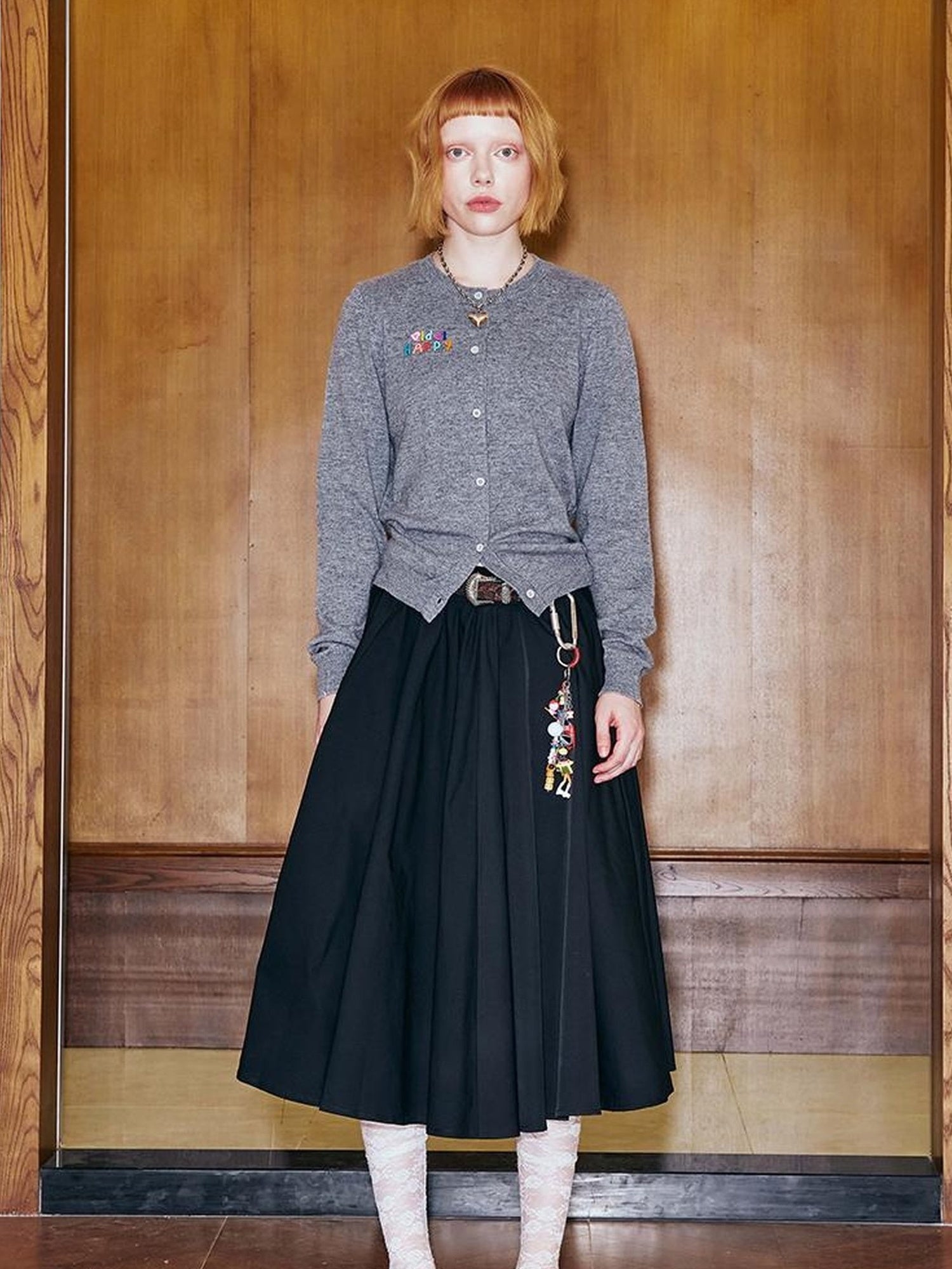 DIDDI MODA Pleated Midi Skirt With Flared Hem Romantic Versatile A Line