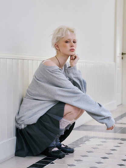 Pleated Mini Skirt With Metallic Logo Structured Flowy