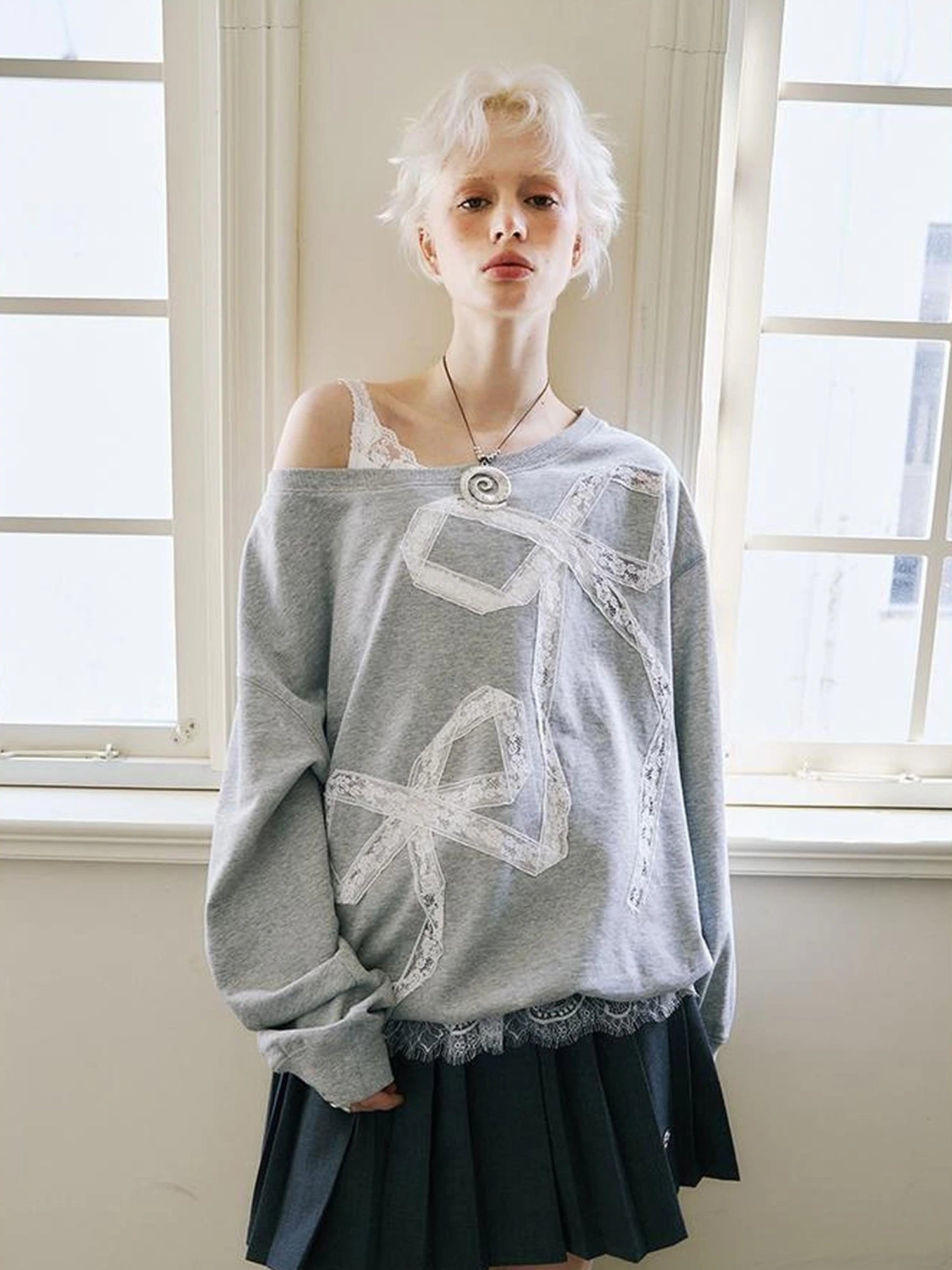 Pleated Mini Skirt With Metallic Logo Structured Flowy