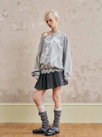 Pleated Mini Skirt With Metallic Logo Structured Flowy