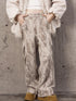 DIDDI MODA Pleated Patchwork Snake Print Relaxed Tapered Pants