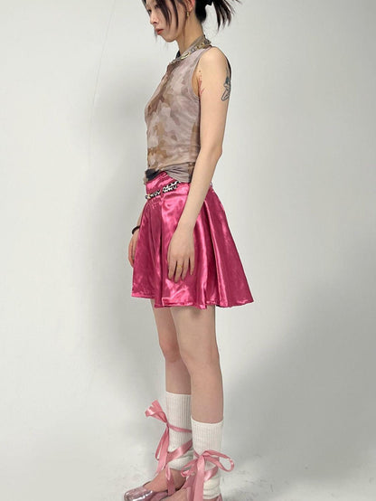 Pleated Textured Midi Skirt with Unique Folds Skirts