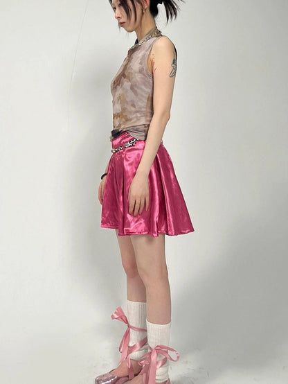 Pleated Textured Midi Skirt With Unique Folds Skirts