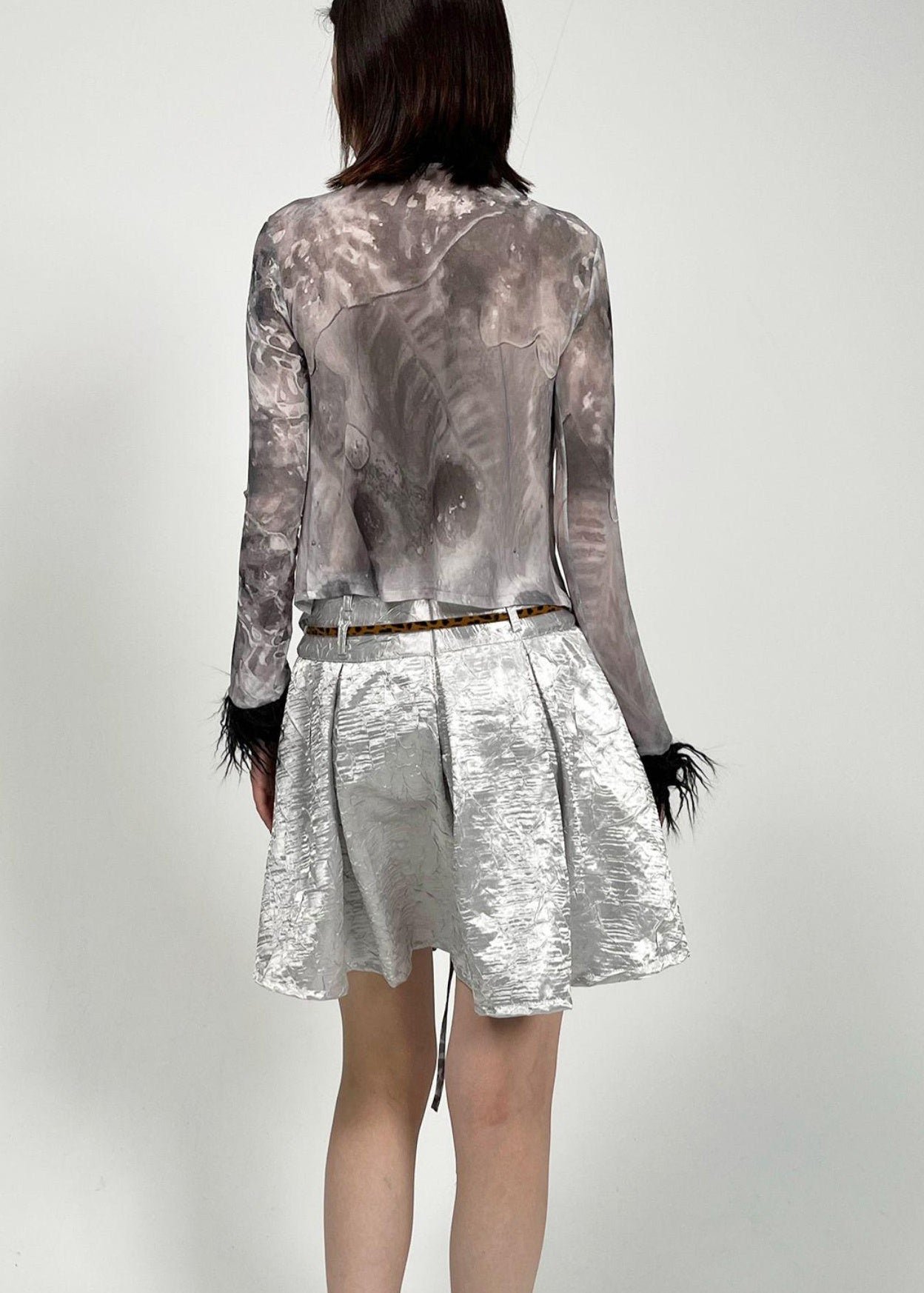 Pleated Textured Midi Skirt with Unique Folds Skirts