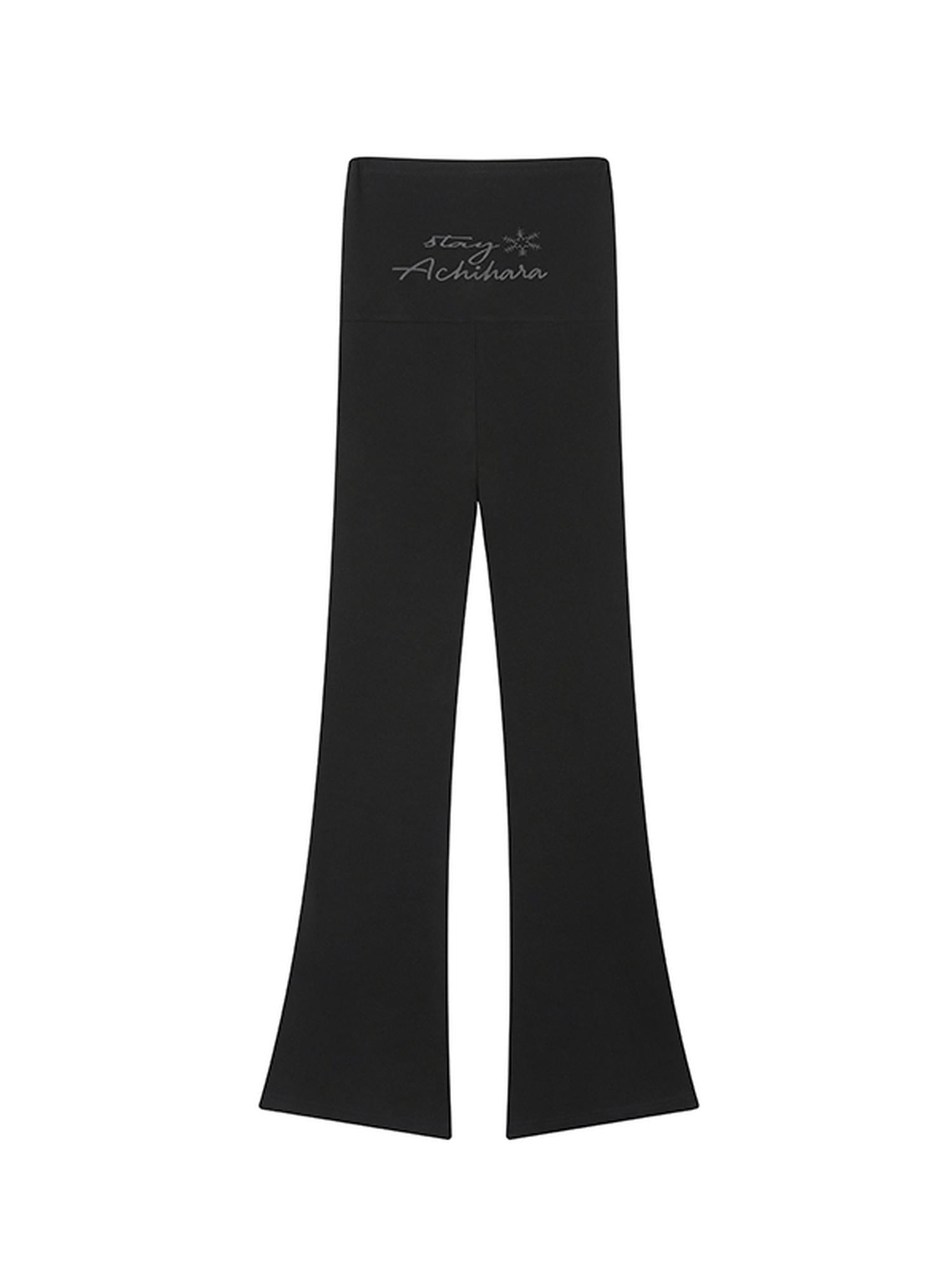 Achihara Brittany Flared Leggings Winter Warm High Waist Stretch Pants
