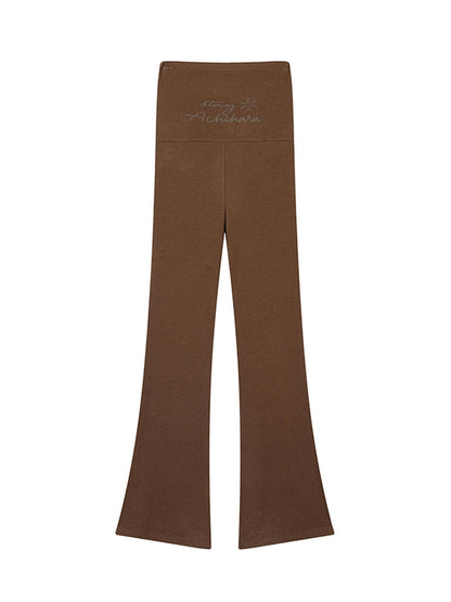 Achihara Brittany Flared Leggings Winter Warm High Waist Stretch Pants