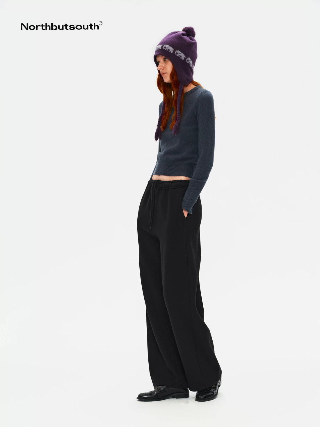 Plush Thermal Hidden Drawstring Asymmetric Straight Women&