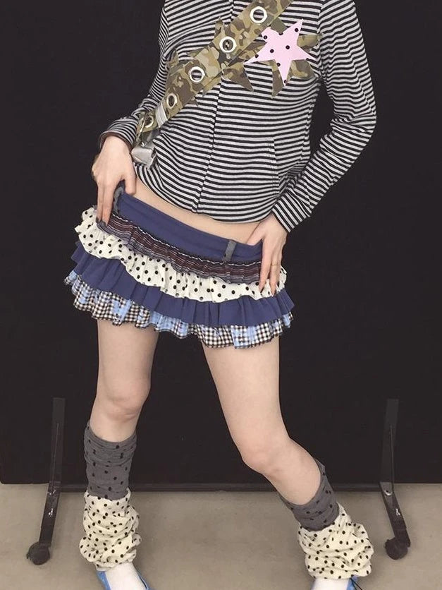 Polka Dot Knit Leg Warmers With Drawstring Scarf