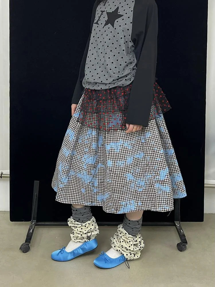 Polka Dot Knit Leg Warmers With Drawstring Scarf