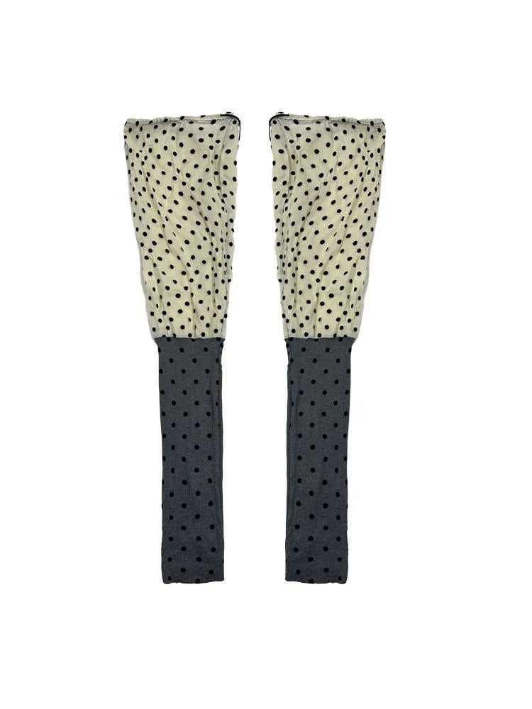 Polka Dot Knit Leg Warmers With Drawstring Scarf