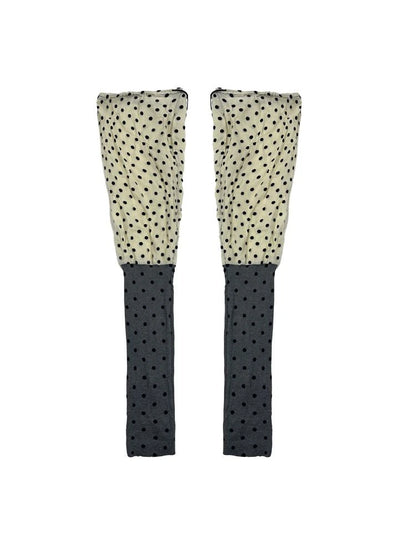 Polka Dot Knit Leg Warmers With Drawstring Scarf