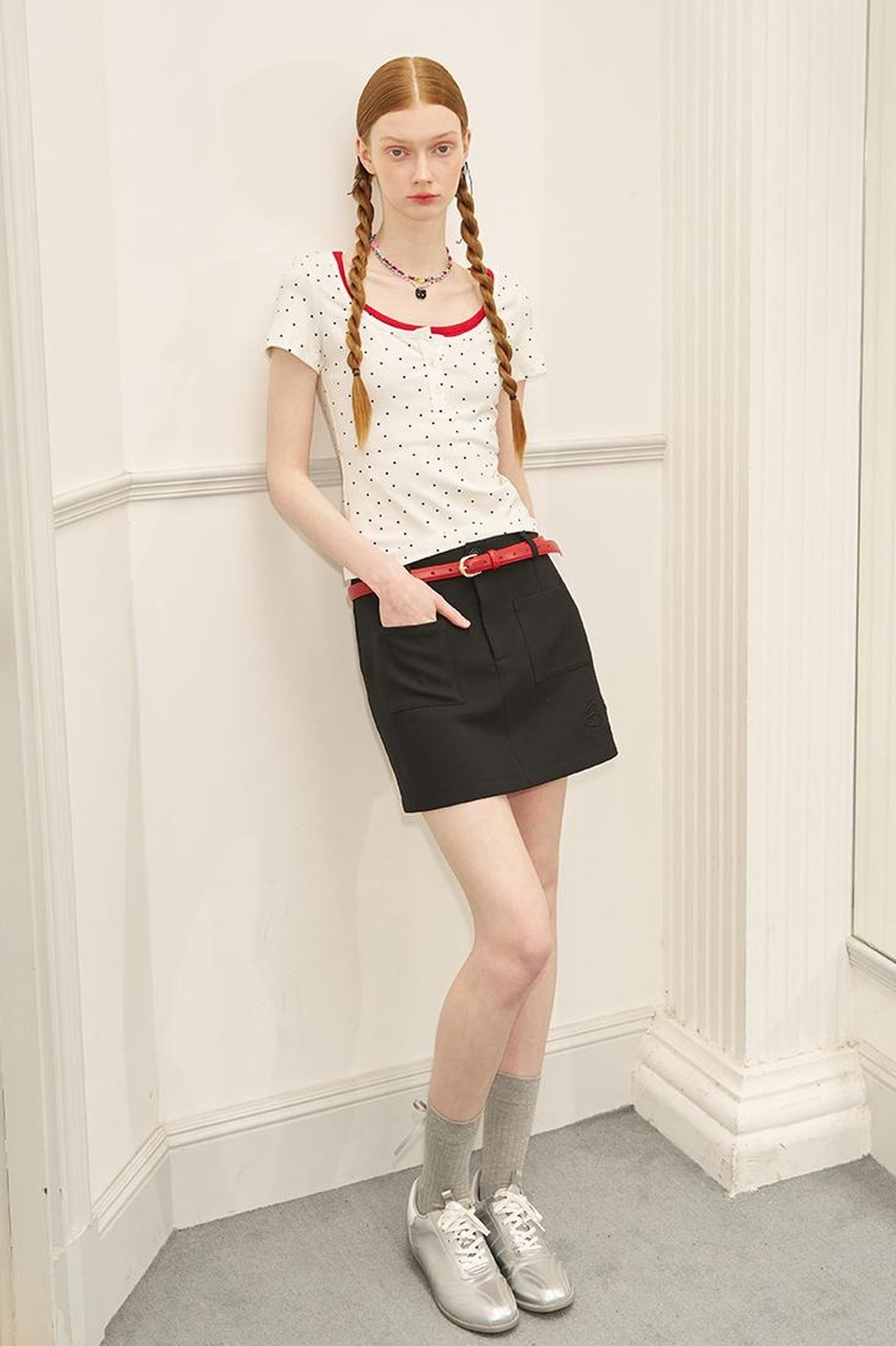 DIDDI MODA Polka Dot Mock Two Piece Sleeveless Bodycon Dress