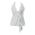 YOSHUYUKI V-Neck Polka Dot Chiffon Halter Top With Floral Lace